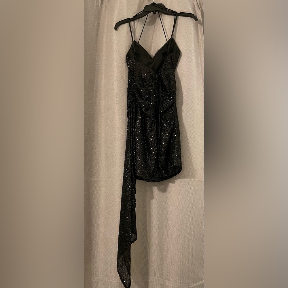 GB Social Black Asymmetrical Hem Sequin Mini dress - Picture 7 of 9